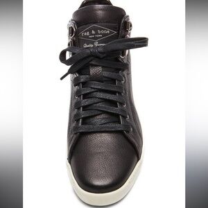 Rag & Bone Black Leather High-Top Sneakers EU 37 US 6.5 Excellent Condition